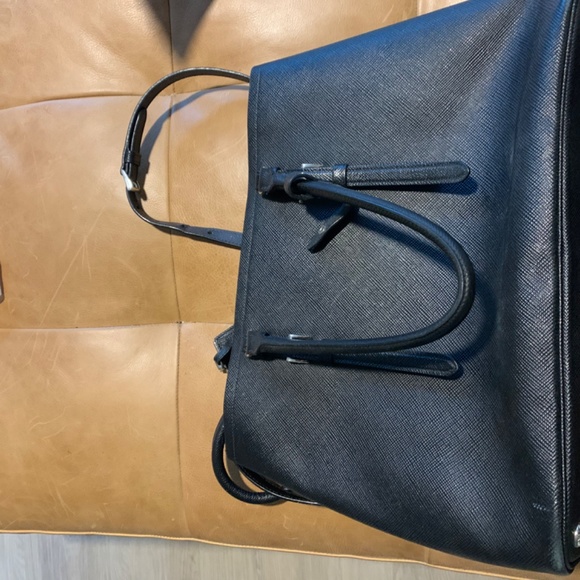 Prada Saffiano Cuir Medium Tote Bag, Black/Red - Picture 10 of 11